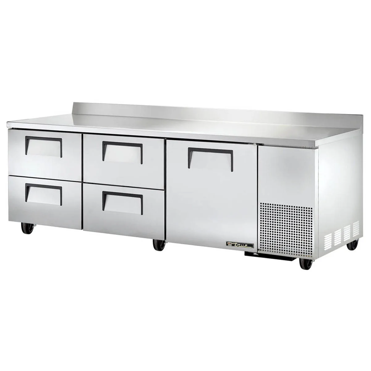 True TWT-93D-4-HC 93" 3-Section Worktop Refrigerator w/ 4 Drawers & 1 Door