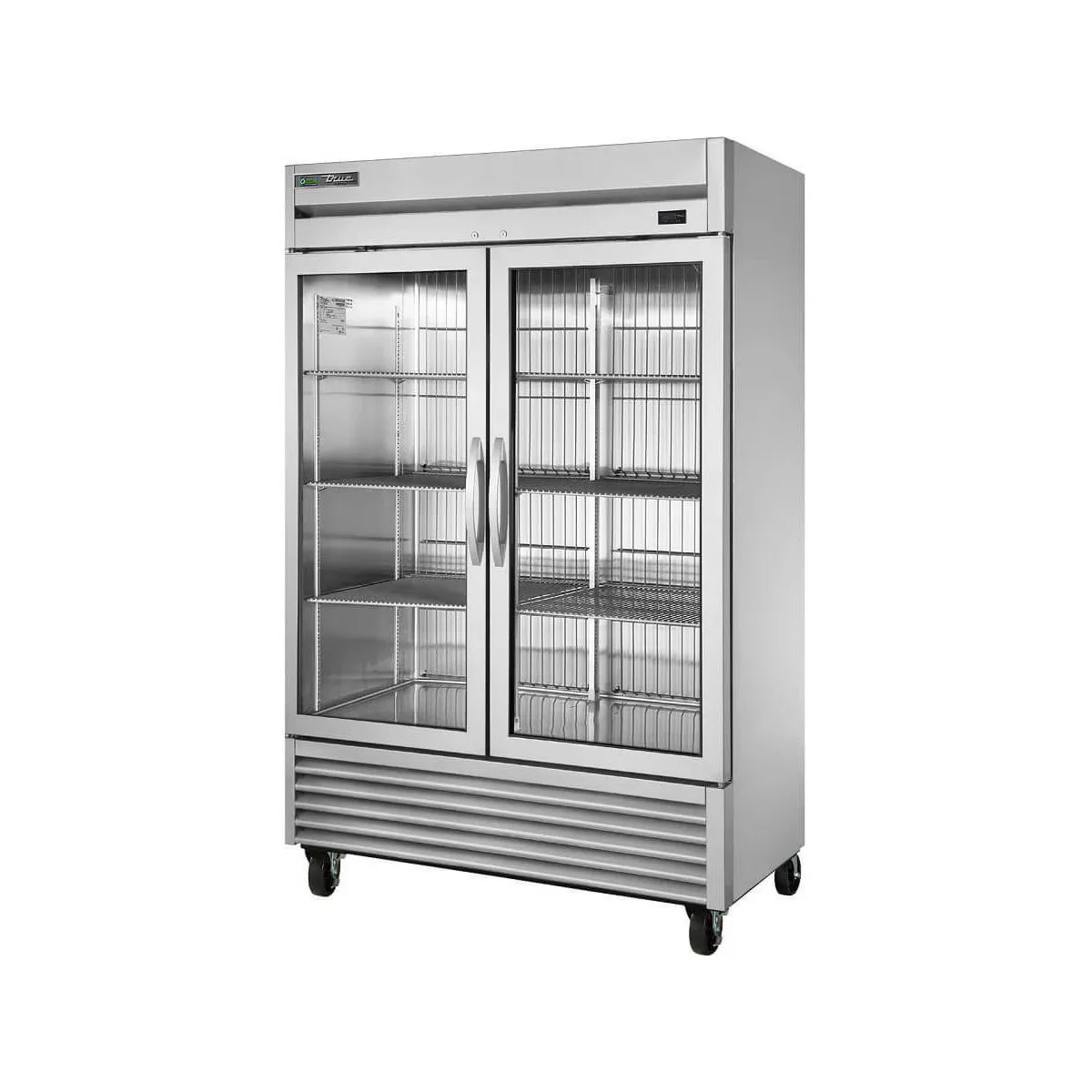 True T-49FG-FLX-HC~FGD01 54" 2-Section Reach-In Refrigerator Freezer Convertible w/ 2 Glass Doors, Bottom Mount