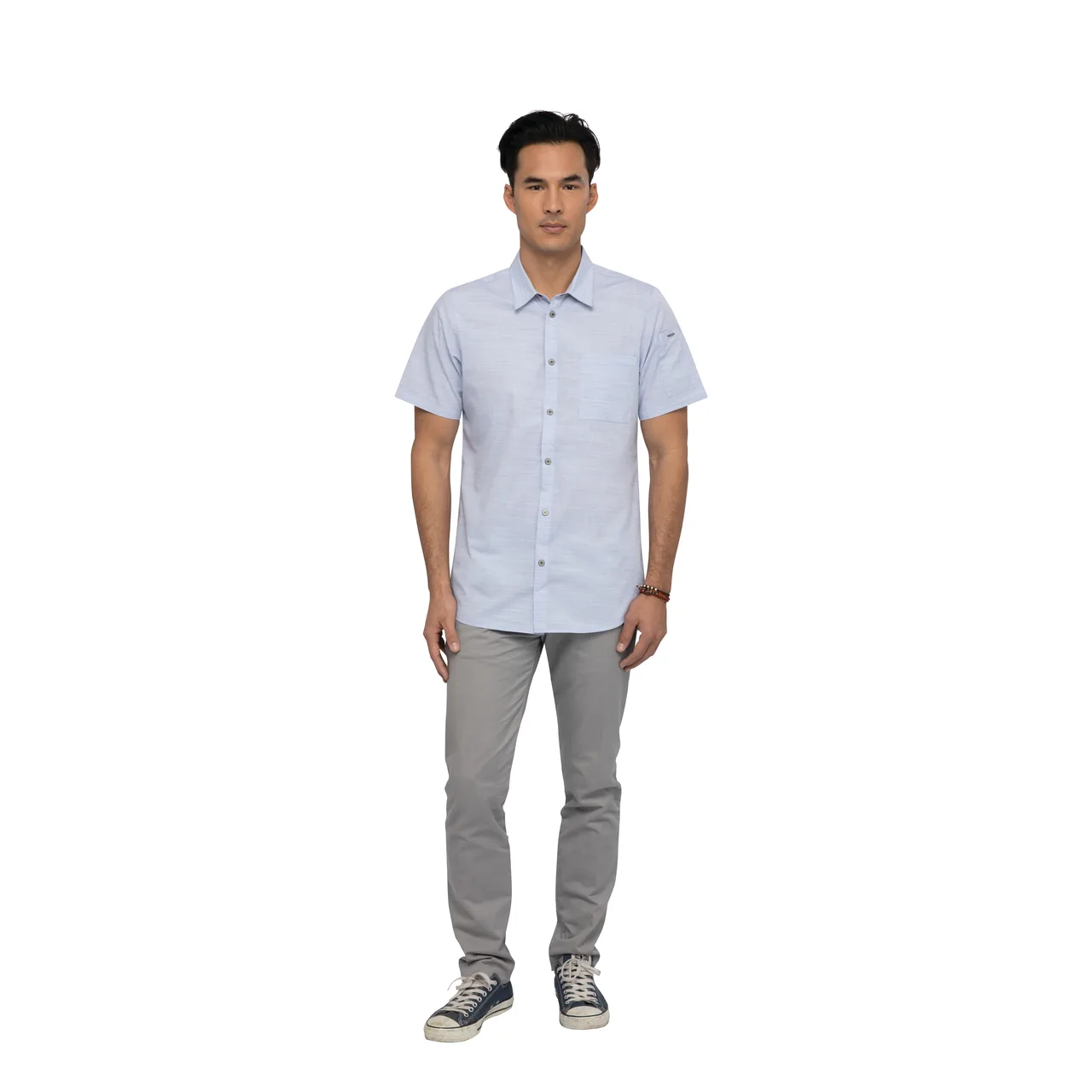 Chef Works SHC01-BLU-L Cook's Shirt, Large, Blue, Poly/Cotton, Short Sleeve, Snap Front