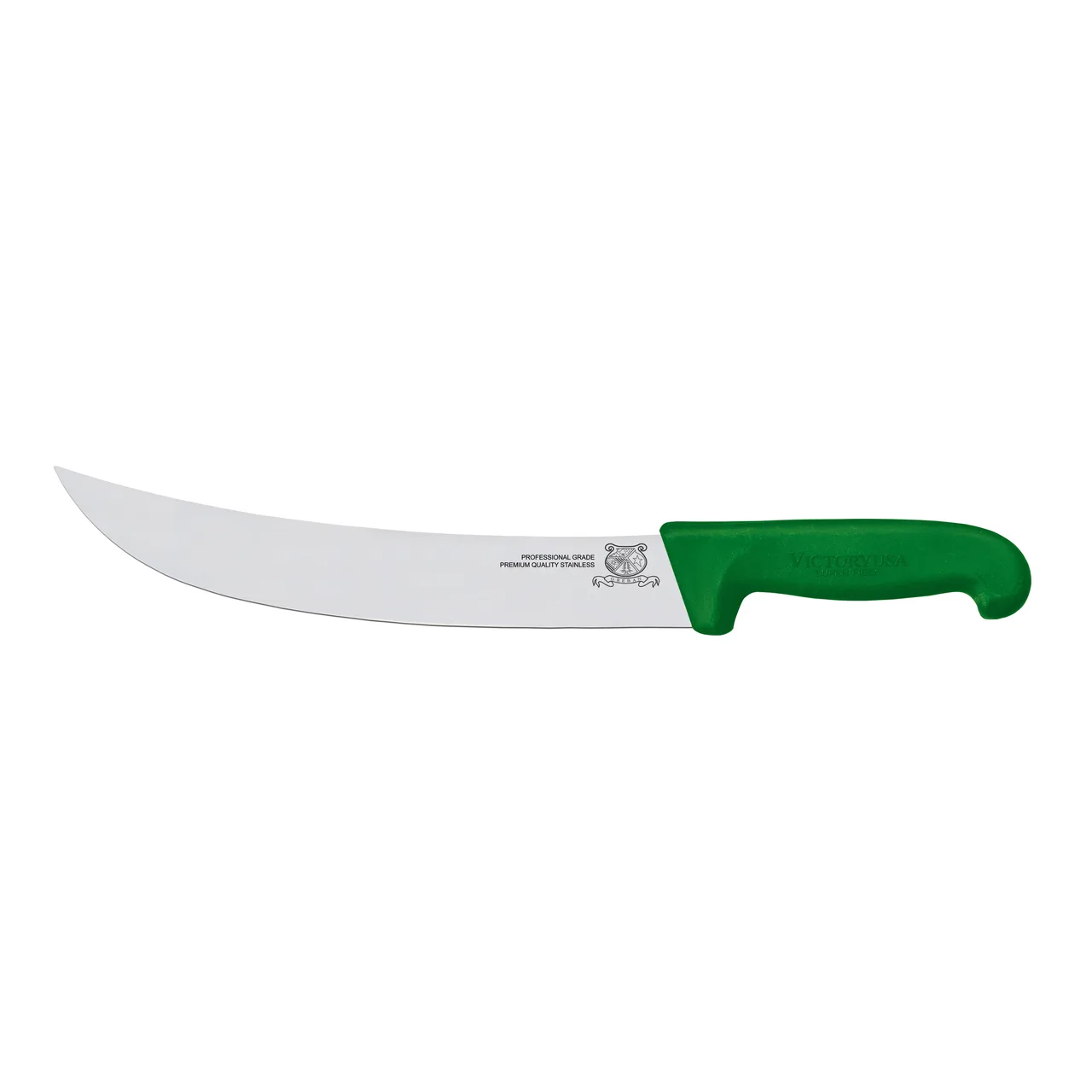 Omcan USA 23883 Steak Knife – 10" Curved Stainless Steel Blade, Stamped, Green Fiber Handle