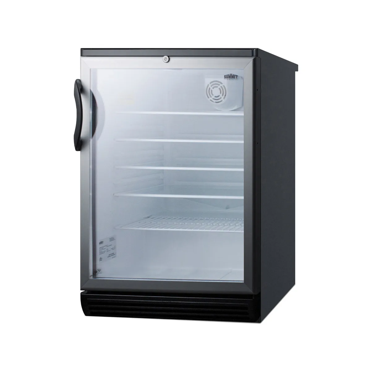 Summit SCR600BGLBI 24" Built-in Undercounter Glass Door Refrigerator in Black, 5.5 cu. ft.
