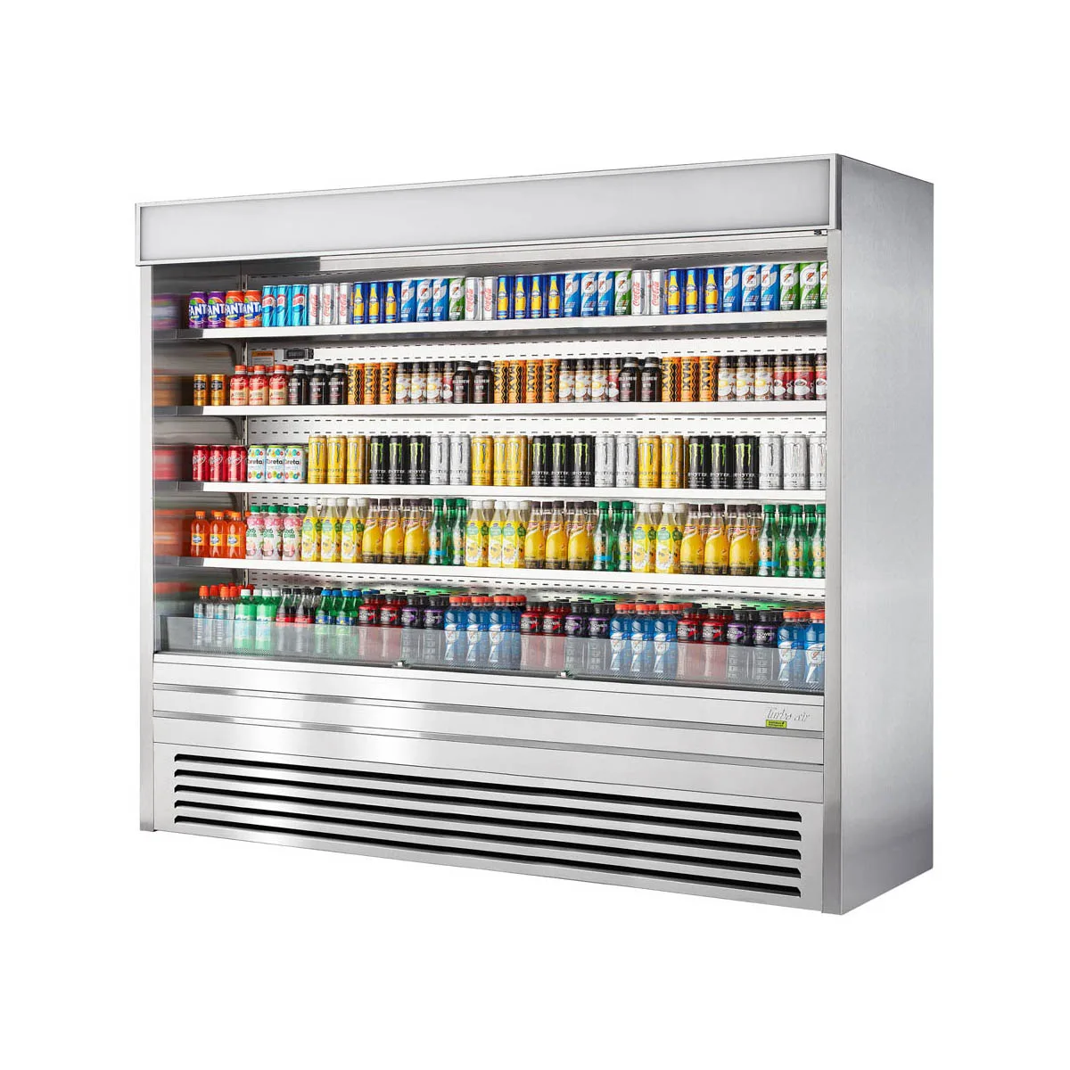 Turbo Air TOM-96ES-N 92" Vertical Open Air Merchandiser, Stainless Steel, Self-Contained, 4 Shelves
