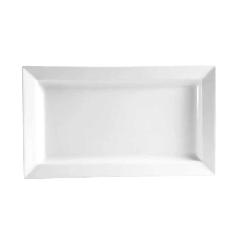 CAC China PNS-14 Princesquare Platter 18 Oz 12-1/2"Lx7-1/2"Wx1-1/4"H Rect White Porcelain - Dozen