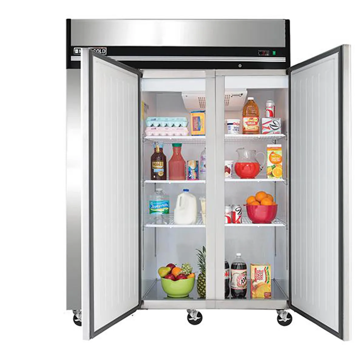 Maxx Cold MXCR-72FDHC 81" 3-Section Reach-In Refrigerator w/ 3 Solid Doors, Top Mount, Aluminum Interior, 72 cu. ft