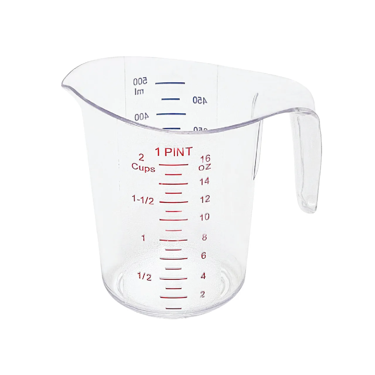 CAC China MCBK-50 Measuring Cup, 1 pt./50-500 mL, Polycarbonate, Dual Color Embossed Graduations