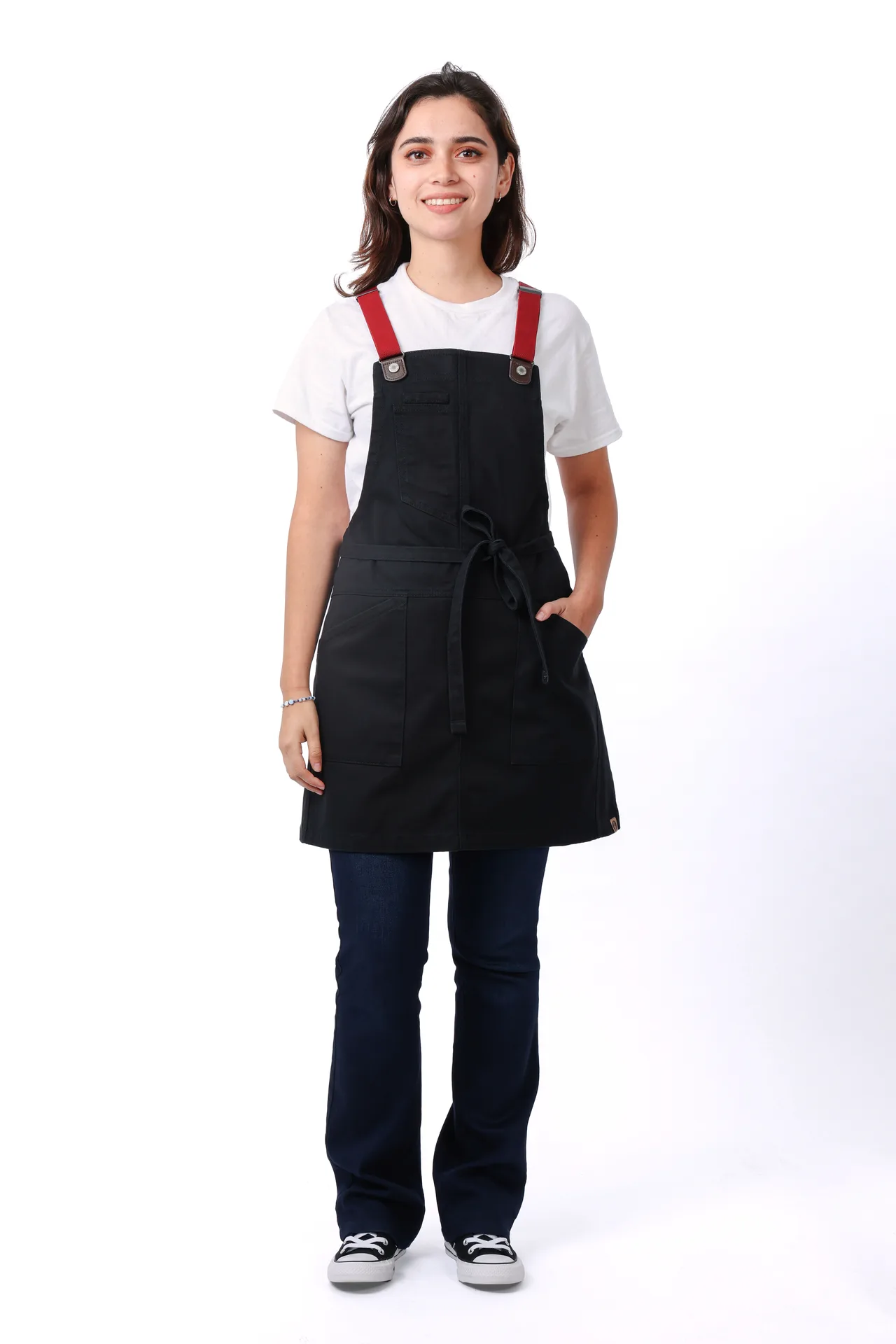 Chef Works ABS01WS-JBK-0 Berkeley Short Snap Bib Apron, 27.5"L x 28.7"W, Unisex, 100% Cotton, Jet Black