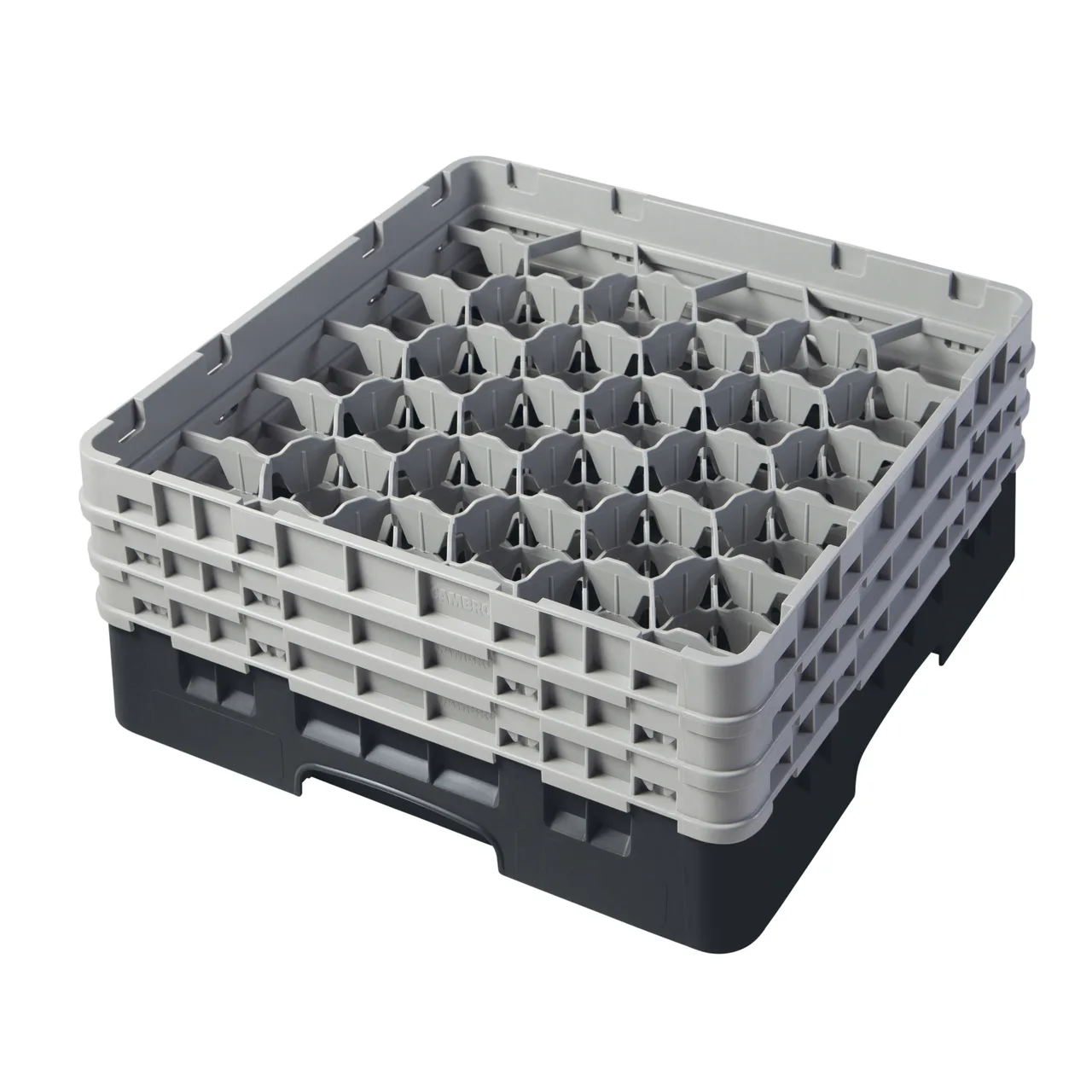 Cambro 30S638110 Camrack Glass Rack, Black, Full Size, 19-3/4 x 19-3/4, 30 Compartments, 3-1/8 Max Dia, HACCP