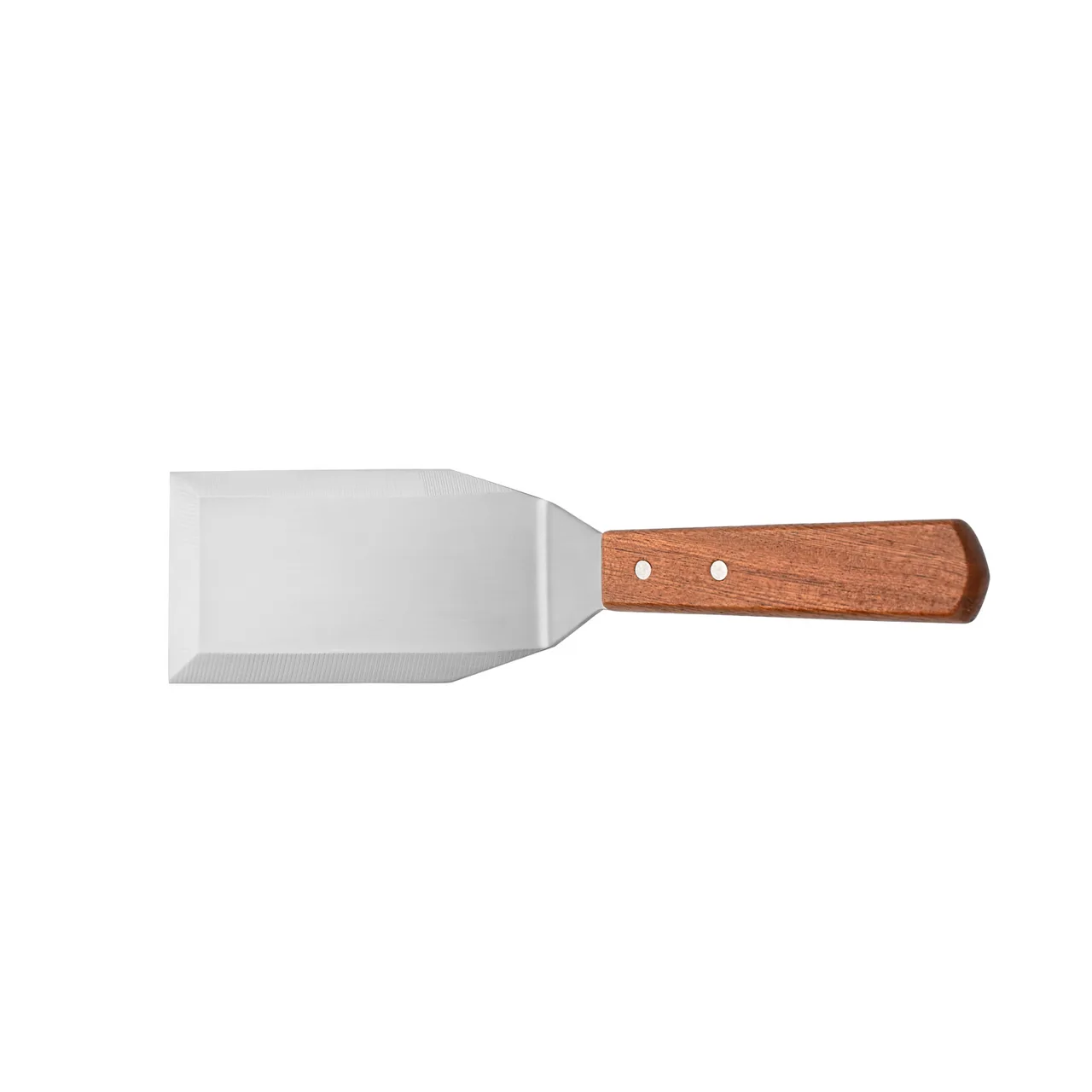 CAC China TNRW-BV53 Stainless Steel Turner, 5-1/8" Beveled Edge Blade, Wooden Handle, Utensil