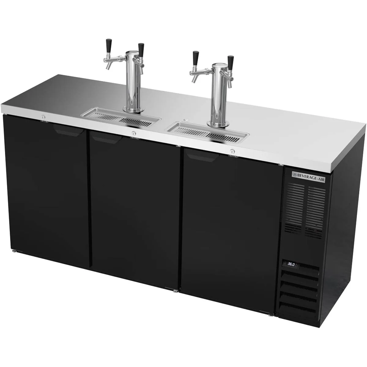 Beverage Air DD72HC-1-B 72" Draft Beer Cooler w/ 3 Kegs, 19.95 cu. ft., 2 Dual-Tap Towers
