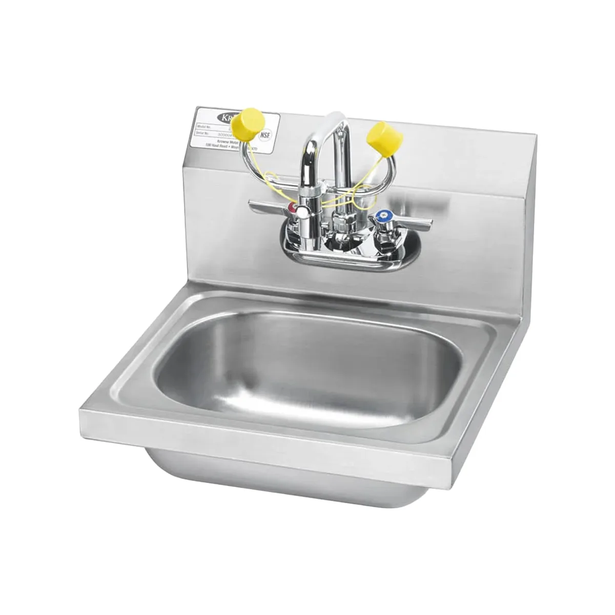 Krowne HS-36 15" Wall Mounted Hand Sink with Faucet & Eye Wash - 20 gauge