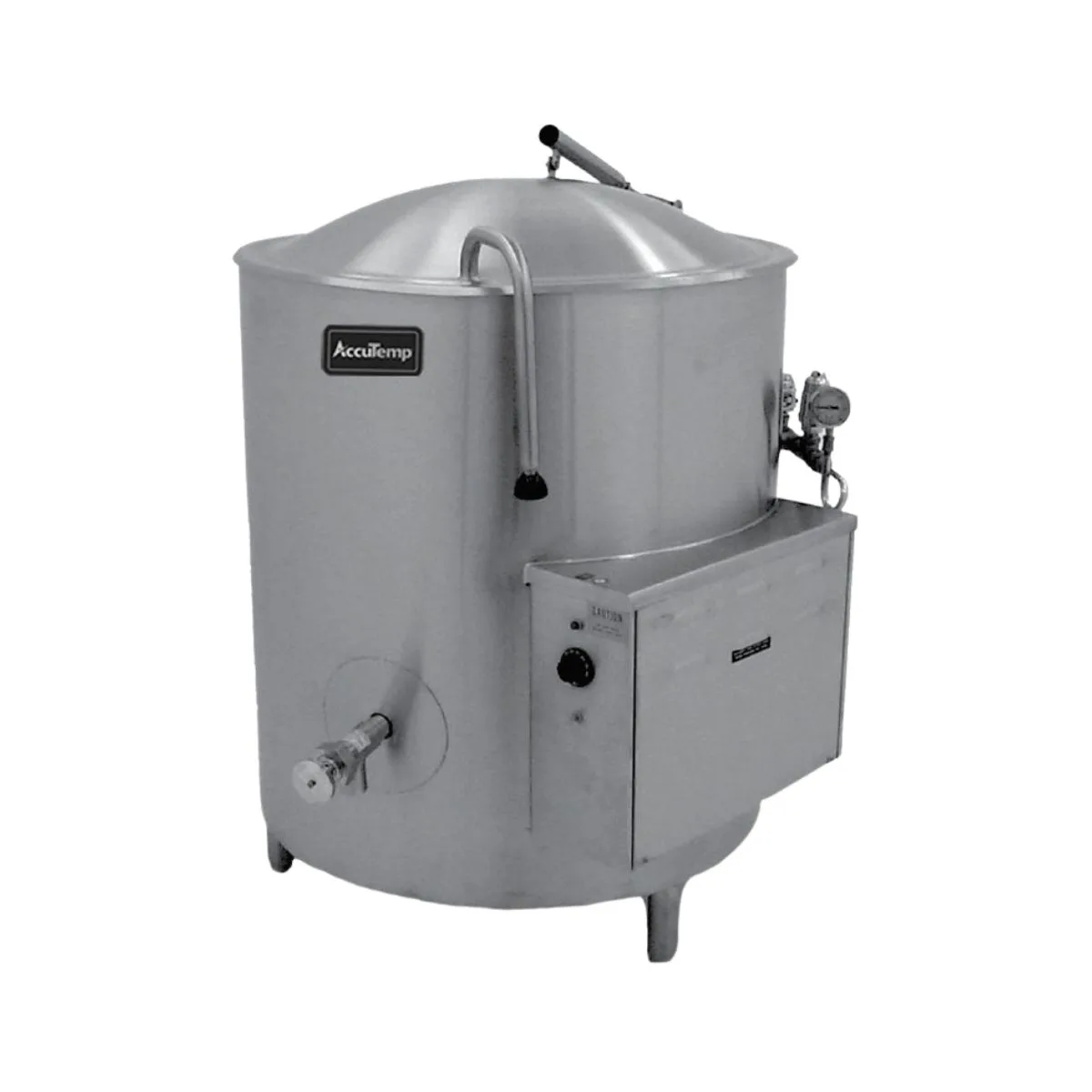 AccuTemp ALHEC-80 80 Gallon Floor Stationary 2/3 Steam Jacketed Electric Kettle w/ Leg Mounted Base