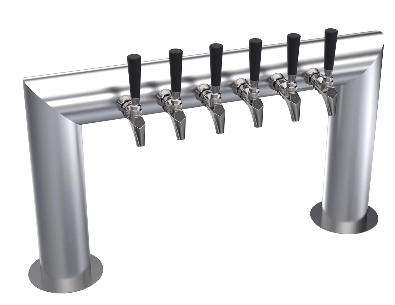 Krowne KPTU-6S Draft Beer Tower, 2‑Column, 31" OA, Brushed Steel, Six Faucets No Handles, 4‑6 Tap