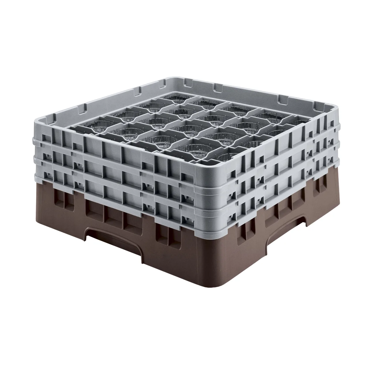 Cambro 36S534167 Camrack Glass Rack, Full Size, Brown, 19-3/4" x 19-3/4", 36 Compartments, 2-7/8" Max Dia, HACCP