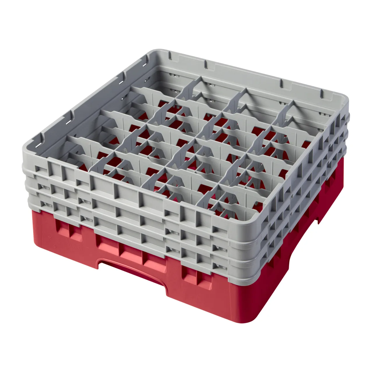 Cambro 16S638163 Camrack Glass Rack, Red, Full Size, 19-3/4" x 19-3/4", 16 Compartments, 4-3/8" Max Dia, HACCP