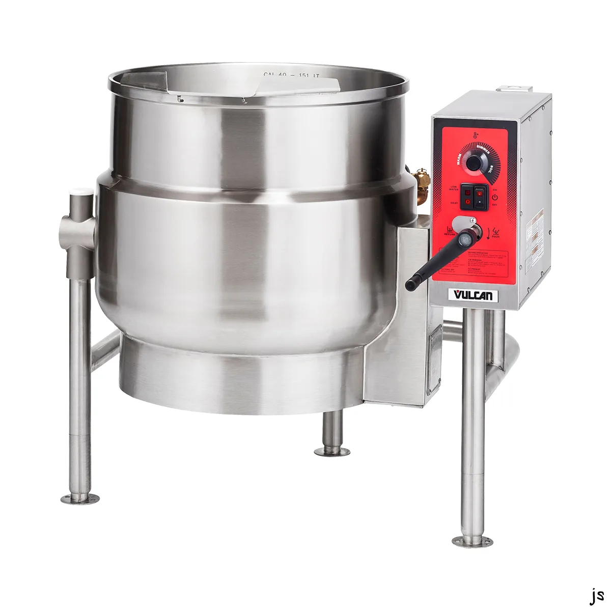 Vulcan K40ELT 40 Gallon Floor Tilting 2/3 Steam Jacketed Electric Kettle w/ Tri-Leg Base
