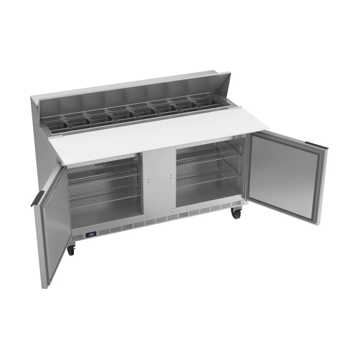 Beverage Air SPE60HC-16C 60" Two Section Sandwich/Salad Prep Table w/ 2 Doors, 16 pans, 16 cu. ft.