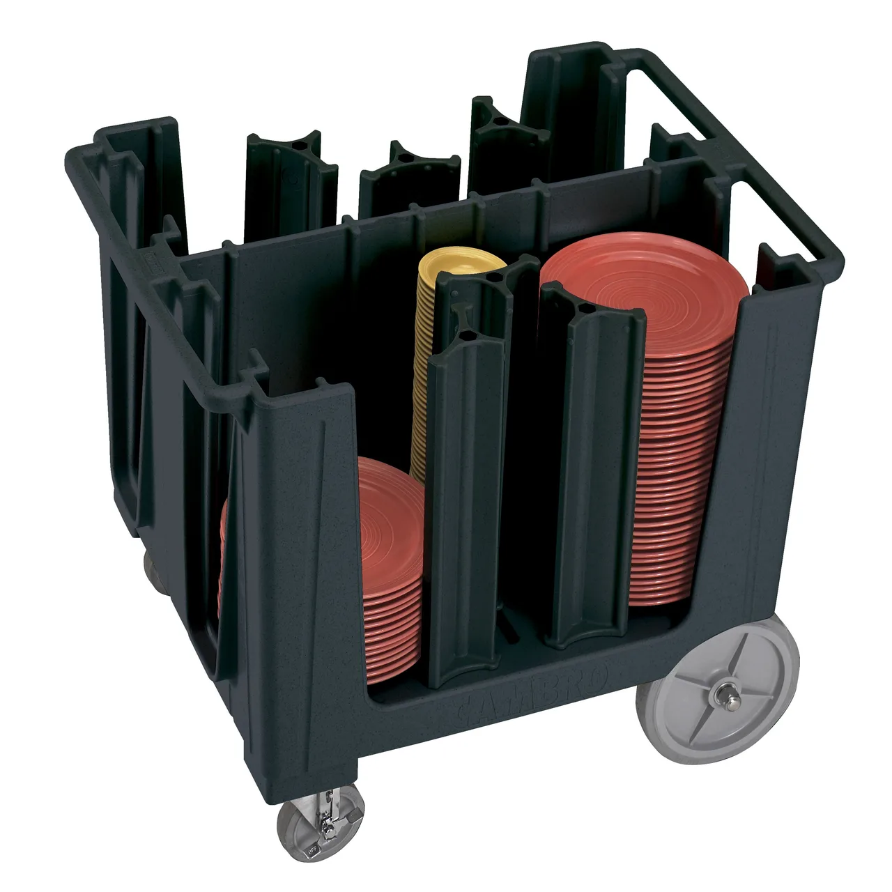 Cambro ADCS110 Black Adjustable Dish Dolly, 28-5/8"W x 37-7/8"L, 201-400 Plate Capacity, Polyethylene