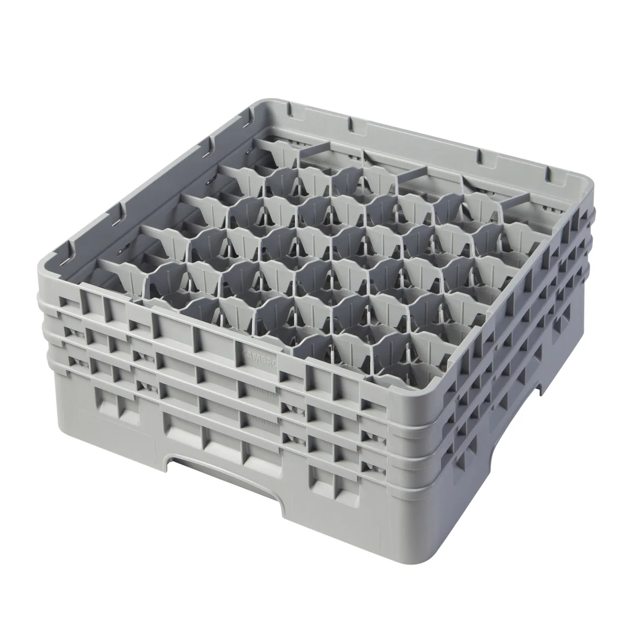 Cambro 30S638151 Camrack Glass Rack, Soft Gray, Full Size, 19-3/4" x 19-3/4", 30 Compartments, 3-1/8" Max Dia