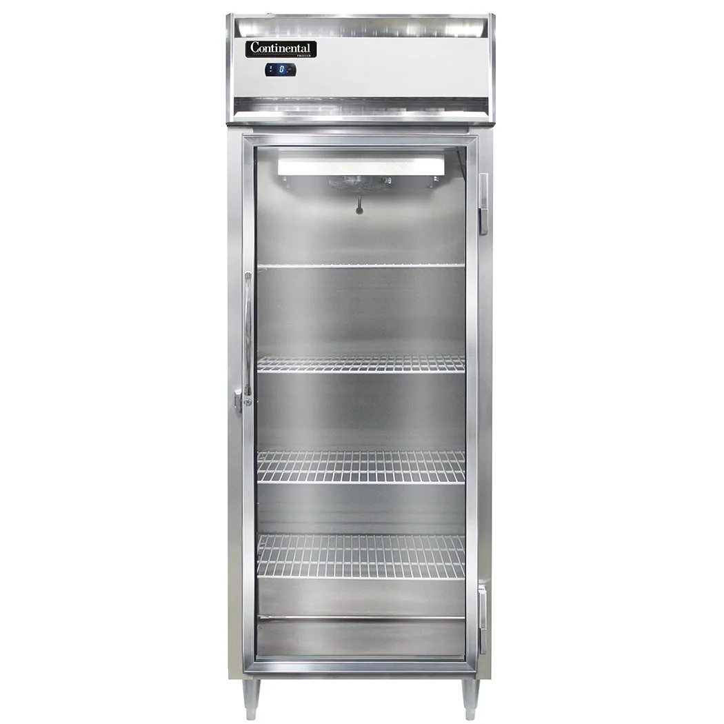 Continental Refrigerator D1FESNGD 28" 1-Section Reach-In Freezer w/ Glass Door, Top Mounted, 18 cu. ft., Stainless Steel Front