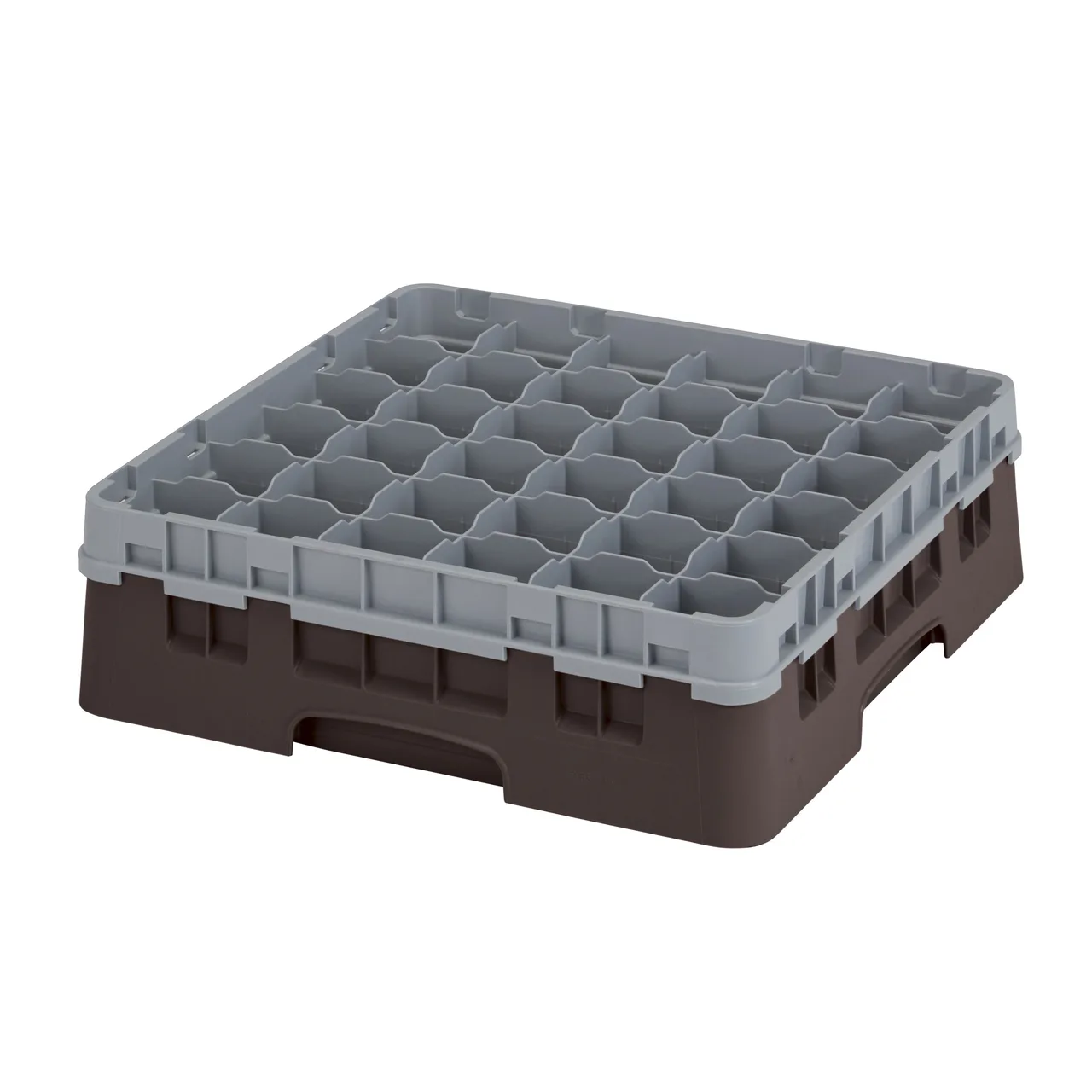Cambro 36S418167 Camrack Glass Rack, Full Size, Brown, 19-3/4 x 19-3/4, 36 Compartments, 2-7/8 Max Dia, HACCP Compliant