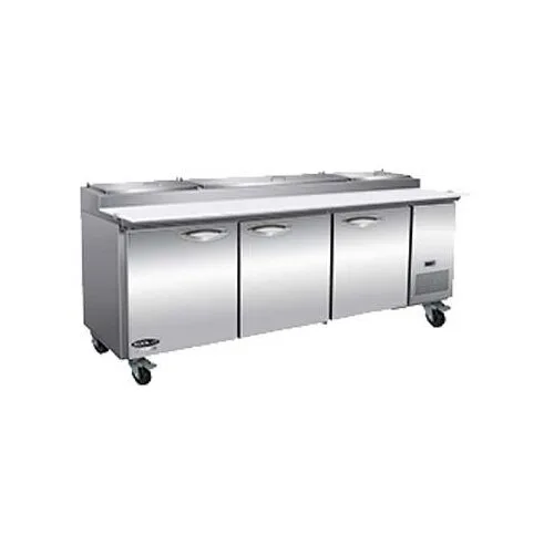 IKON IPP94 94" 3-Section Refrigerated Pizza Prep Table w/ 3 Doors, (12) 1/3 GN pans