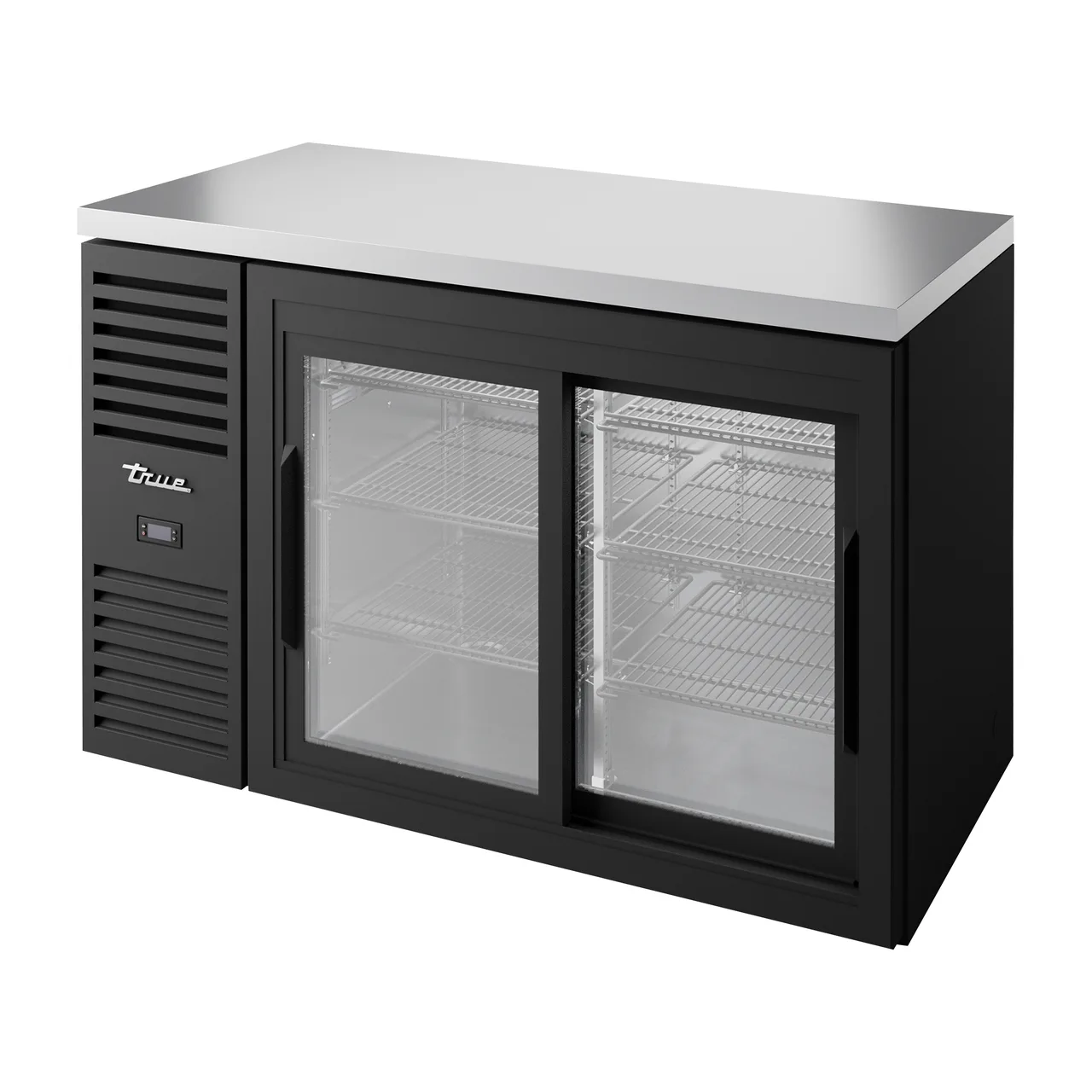True TBR52-RISZ1-L-B-11-1 52" 2 Sliding Glass Door Back Bar Refrigerator with LED Lighting