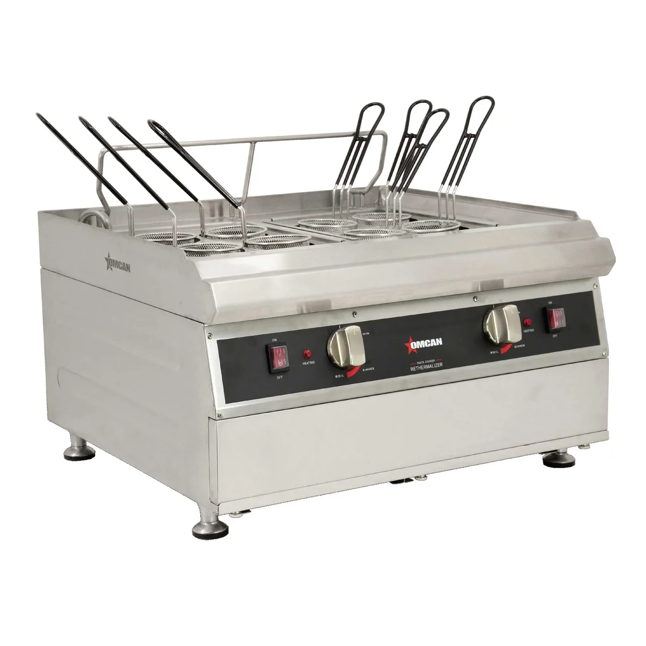 Omcan USA 41883 4.74 Gallon-18 Liter Countertop Electric Pasta Cooker, 2 Tanks, 240V, 7200W