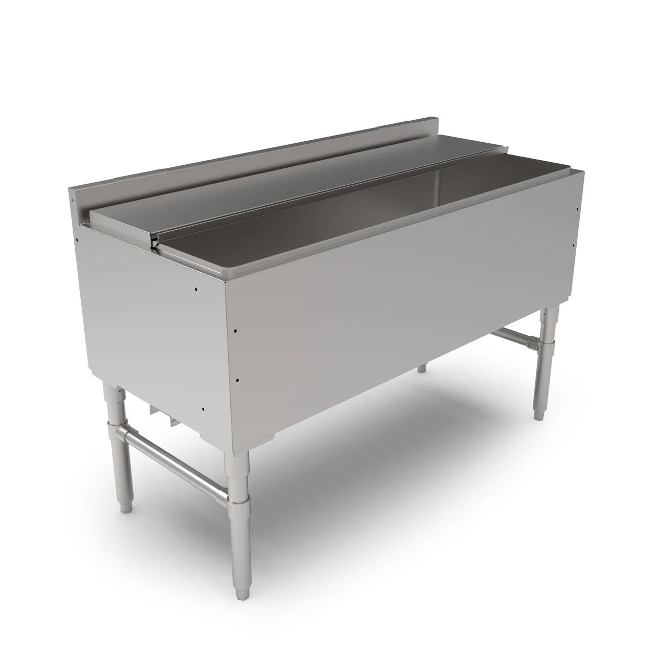 John Boos UBIB-2148-CP10 Insulated Underbar Ice Bin / Cocktail Unit w/ Sliding Lids and Drain