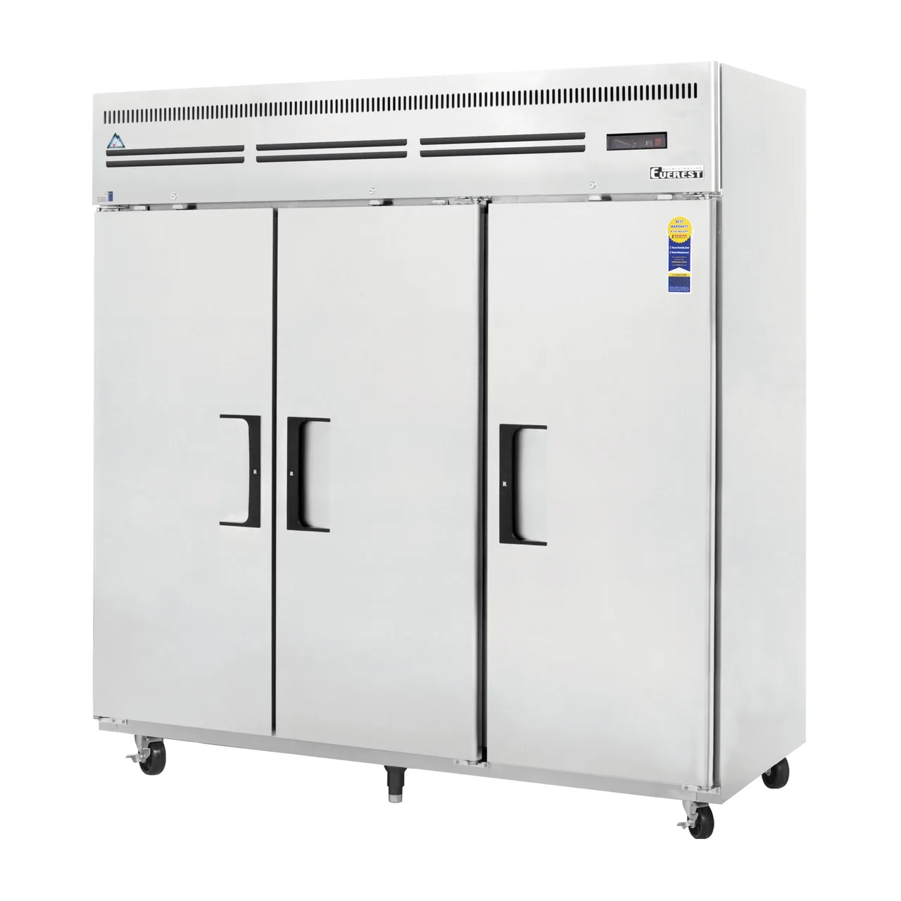 Everest Refrigeration ESF3 74.75" 3-Solid Door Reach-In Freezer, Top Mounted, 71 cu. ft., Stainless Steel