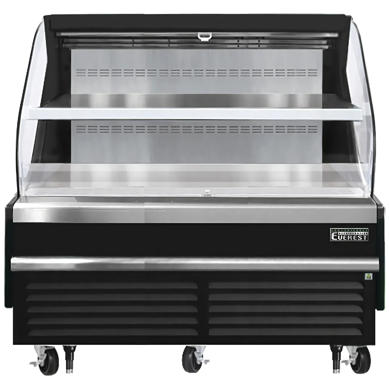 Everest EOMH-72-B-35-T 73" Horizontal Open Air Merchandiser in Black, 2 Shelves, Open Curved, 15.2 cu. ft.