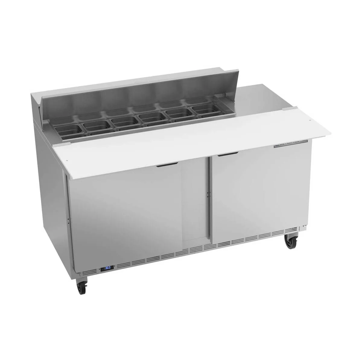 Beverage Air SPE60HC-12C 60" Two Section Sandwich/Salad Prep Table w/ 2 Doors, 12 pans, 16 cu. ft.