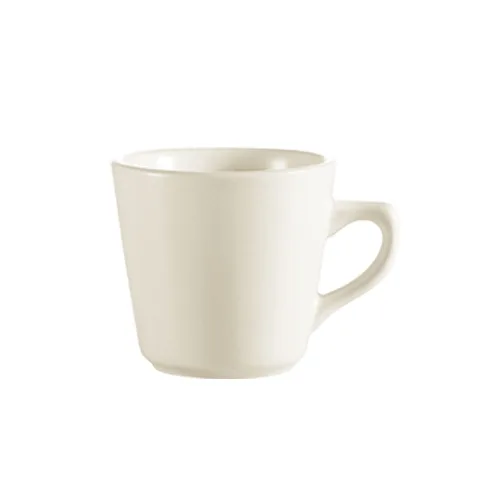 CAC China FR-1 - 7 oz Coffee Cup, 3‑3/4" Dia x 3" H, Stoneware, White, Dishwasher Safe - 1 Dozen