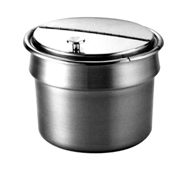 Wells 21057 Bain Marie Round Inset Pot, 11 Qt, Fits 10-1/2" Opening, Hinged Lid, No Handles