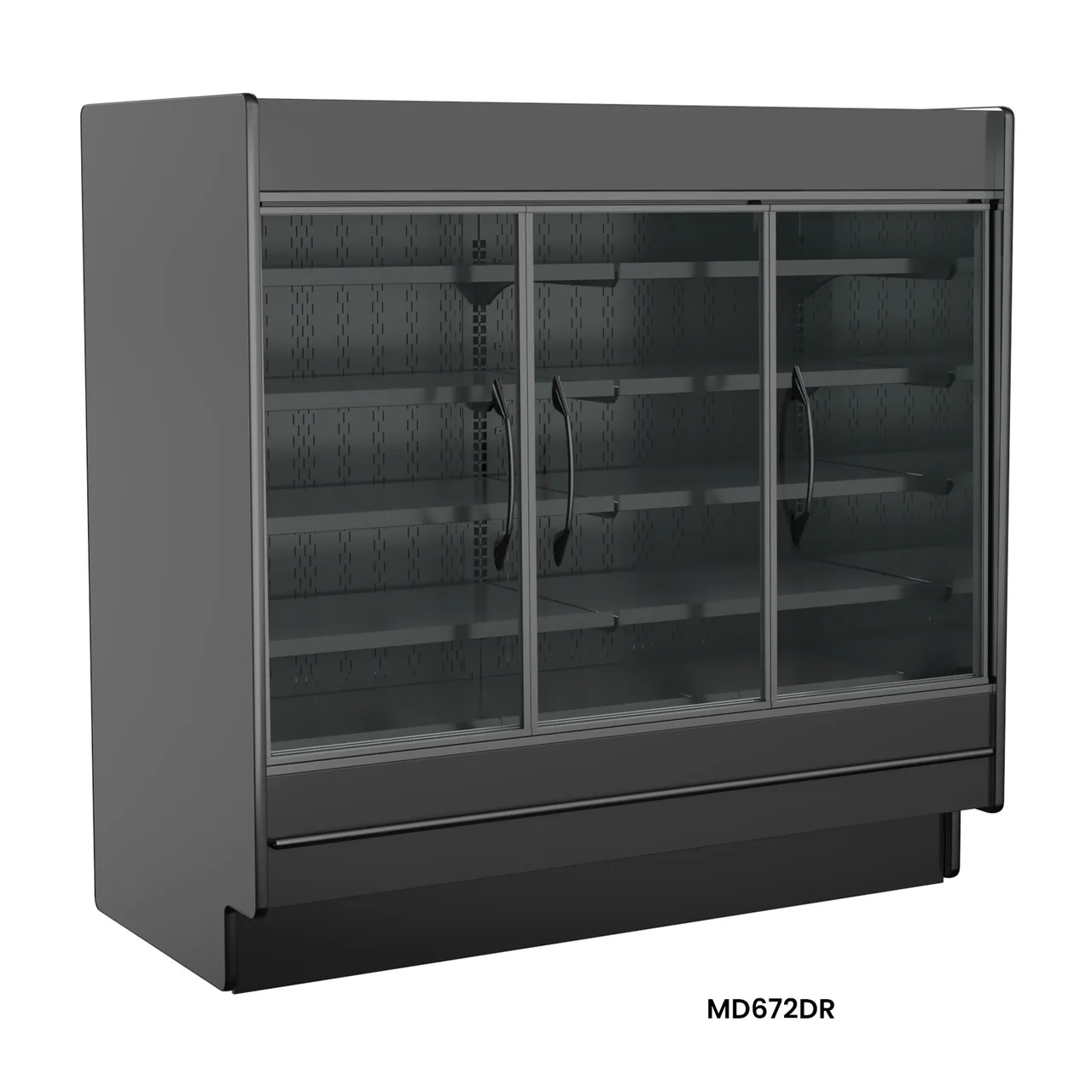 Structural Concepts MD472DR - 48" Self‑Serve Display Case, 48" W×37" D×72" H, Silver‑Satin Black 110‑120V