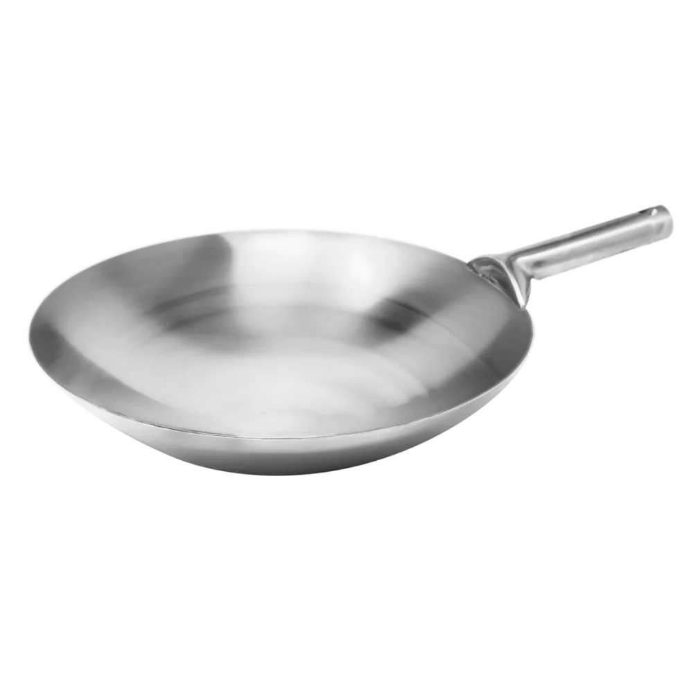 Omcan USA 47542 Mandarin Wok, 16" Stainless Steel Wok with Handle – Commercial Stir‑Fry