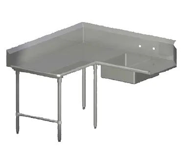 John Boos SDT6-K6072SBK-L Soiled "L" Shaped Dishtable w/ Left Table, Corner Design, 10" Backsplash