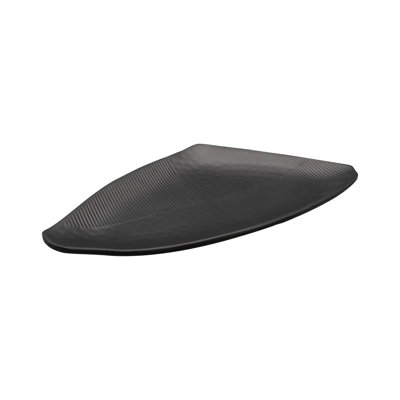 CACChina XDUK-T12 Plate – 12"W×7-1/8"D×1-1/8"H, Triangular Matte Black China, Edge, Rim – 1 Dozen