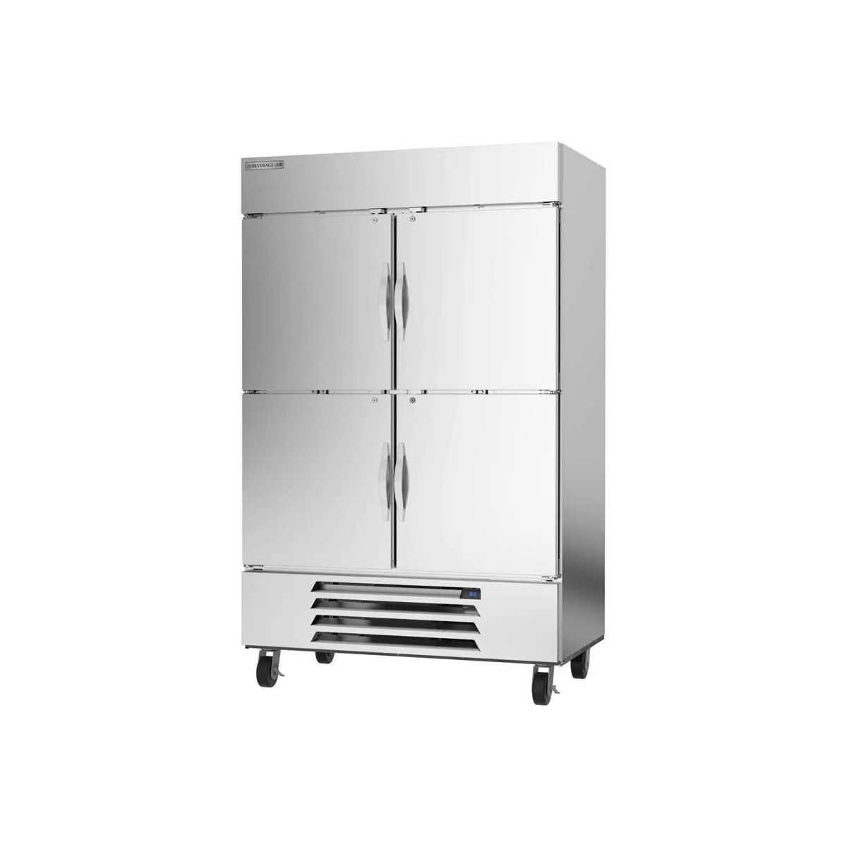 Beverage Air HBR49HC-1-HS 52" 2-Section Reach-In Refrigerator w/ 4 Solid Half Doors, Bottom Mount, 1/3 hp, 46 cu. ft.