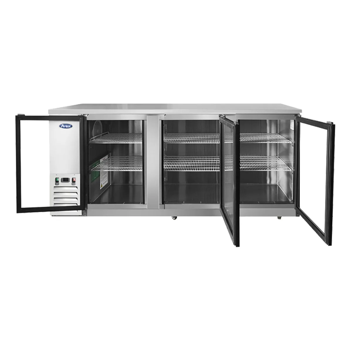 Atosa USA MBB90GGR 89“ Three Section Back Bar Cooler with Glass Door, 30.1 cu. ft.