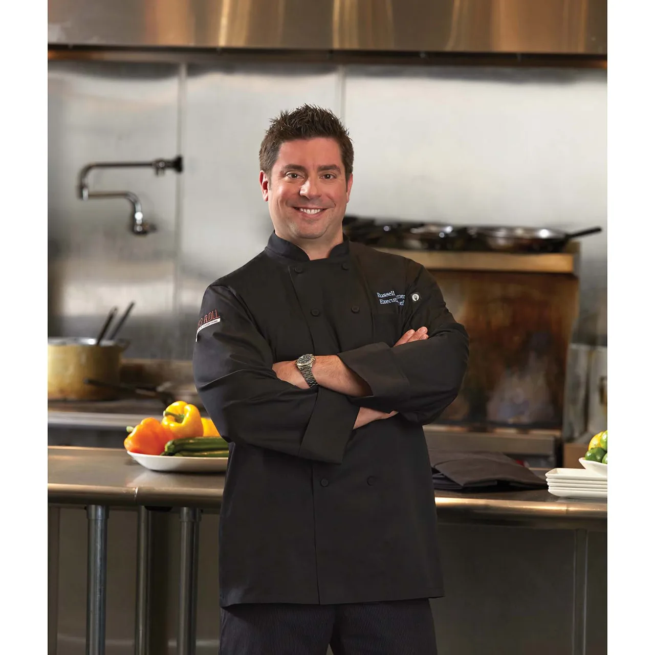 Chef Works JLLS-BLK-L - Chef Coat, Large Black 65/35 Poly‑Cotton, Long Sleeve, Yoke Vent - 1/Each
