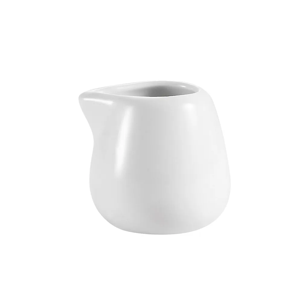 CAC China PC-206 - 6‑8 oz White Porcelain Creamer Pitcher, 3" Dia x 3" H, Dishwasher Safe - 1 Dozen