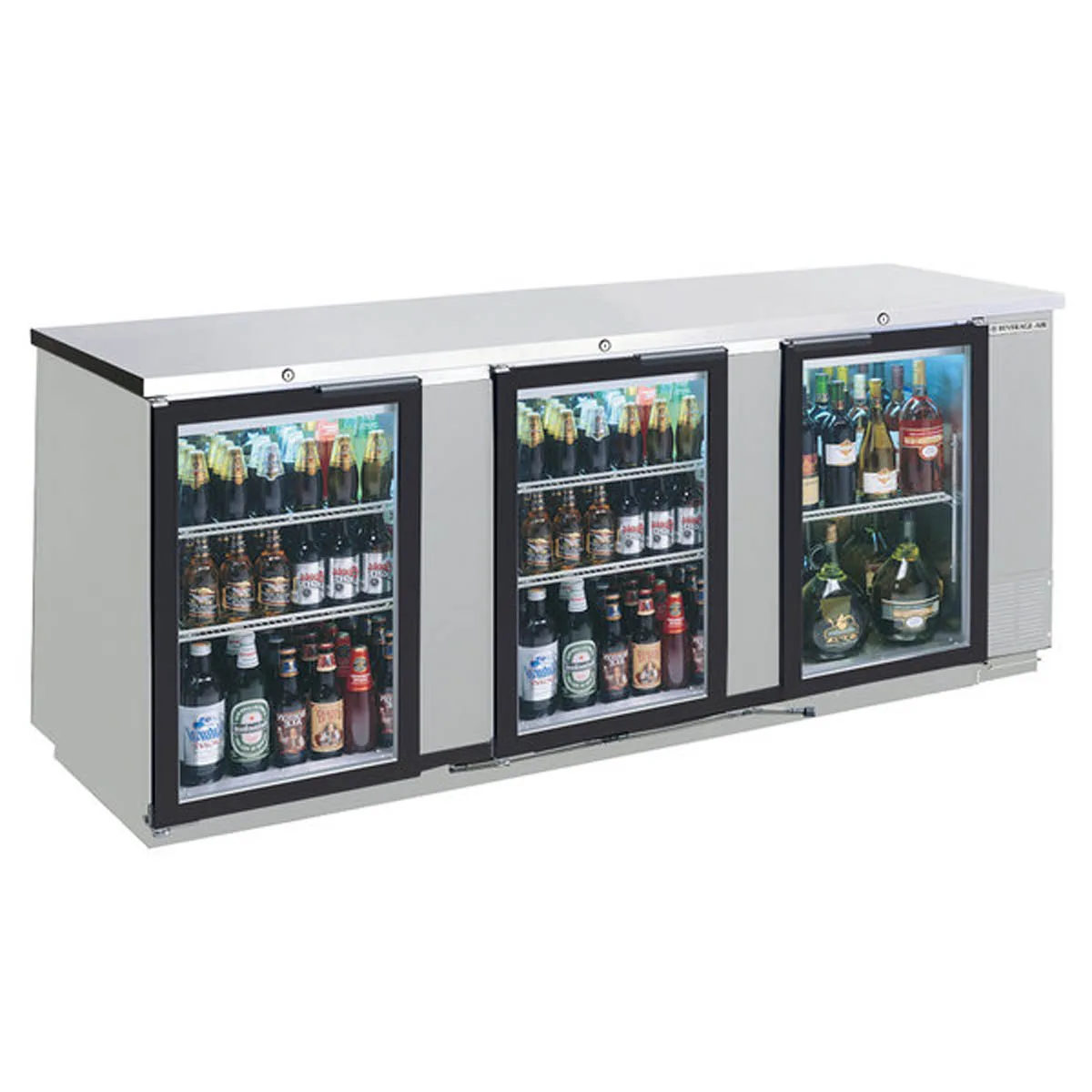 Beverage Air BB72HC-1-GS-S 72" 3 Section Stainless Steel Back Bar Cooler with Glass Door