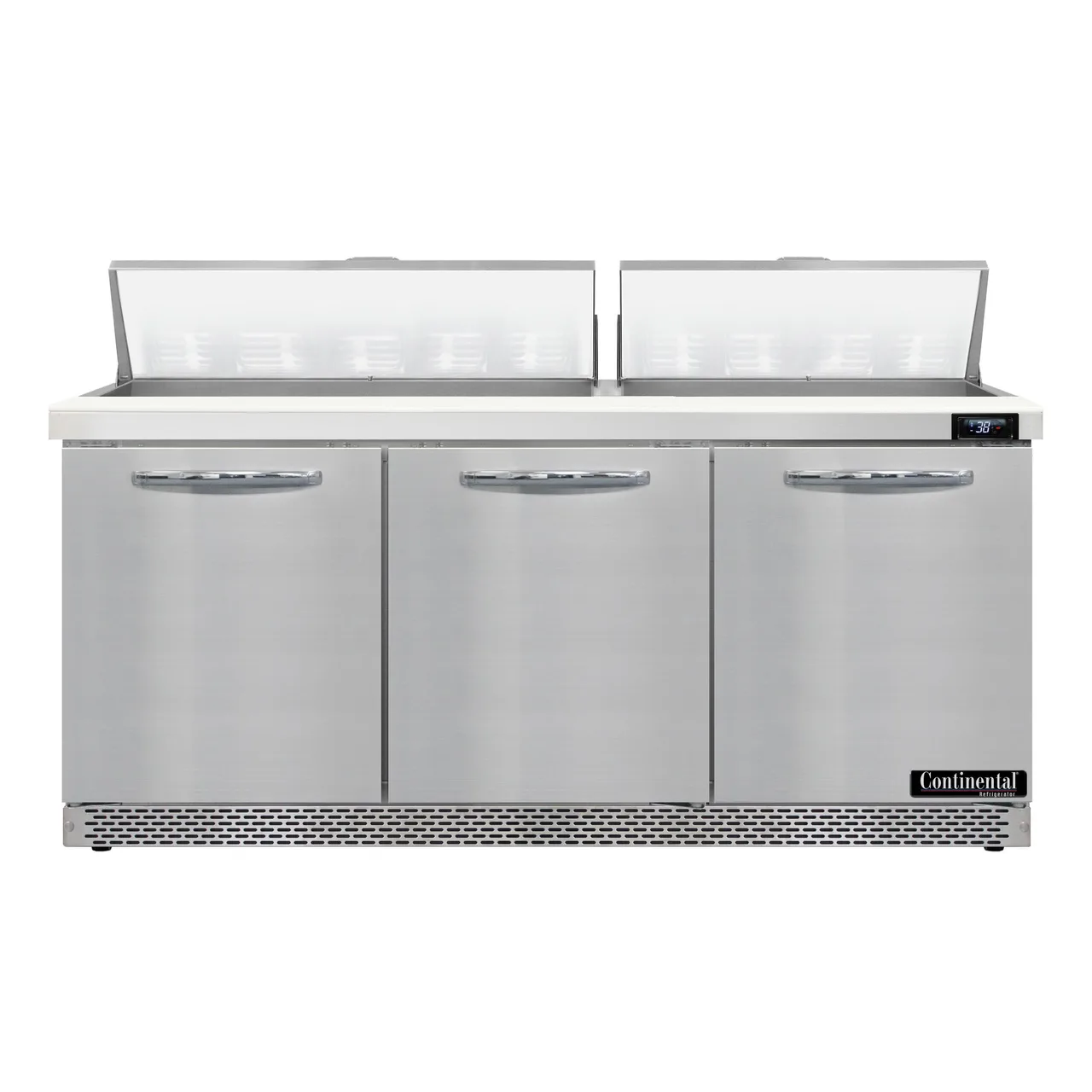 Continental Refrigerator SW72N18-FB 72" 3-Door Sandwich and Salad Prep Table, 18 Pans