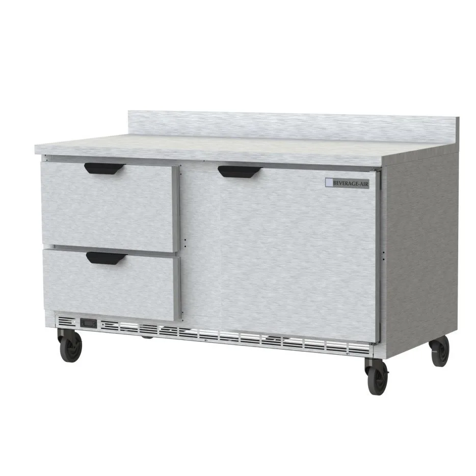 Beverage Air WTFD60AHC-2-FIP 60" 2-Section Worktop Freezer w/ 2 Drawers & 1 Door, 14.4 cu. ft.