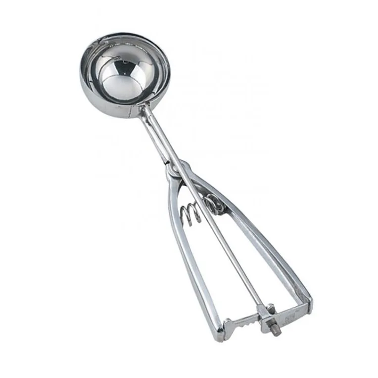 Omcan USA 34852 Ice Cream Scoop Disher, 2.75 Oz, 2-1/4" Diameter, Steel Squeeze Handle, Solid Metal