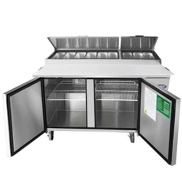 Atosa USA MPF8202GR 67" Two Section Refrigerated Pizza Prep Table, 18.5 cu. ft.
