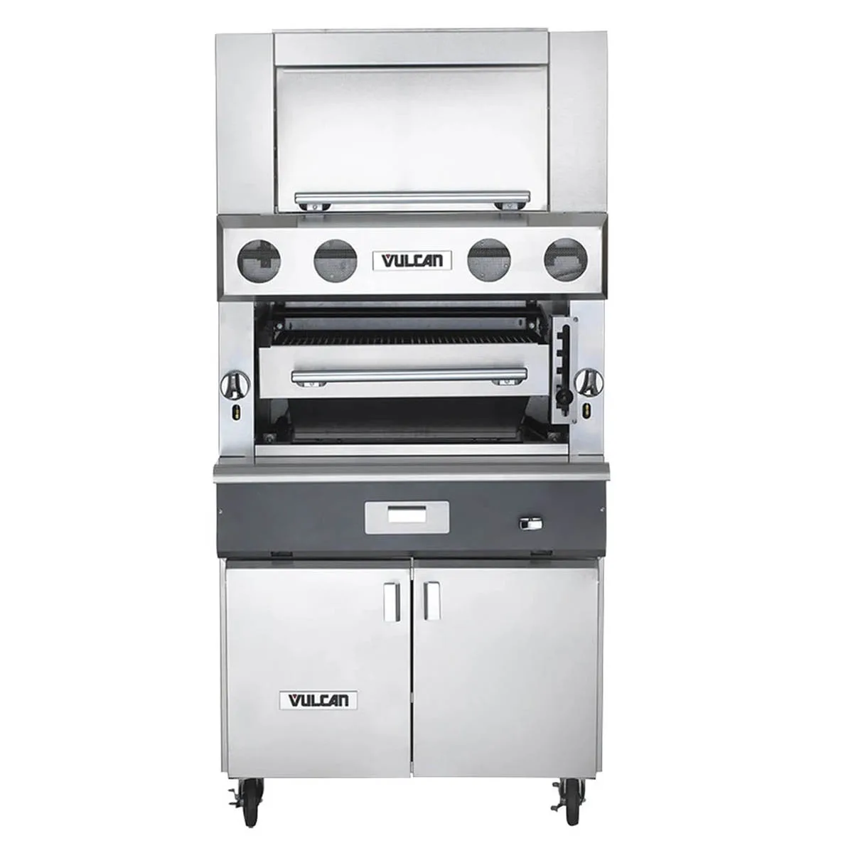 Vulcan VBB1BF Heavy Duty Double Deck Radiant Upright Broiler with (3) Burners, Cabinet Base, 100.000 BTU