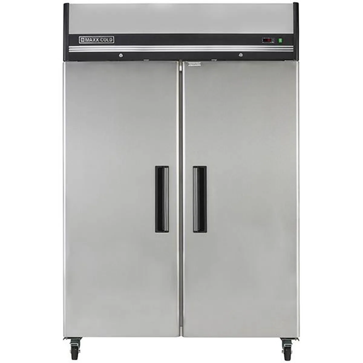Maxx Cold MXCR-49FDHC 53" 2-Section Reach-In Refrigerator w/ 2 Solid Doors, Top Mounted, Aluminum Interior, 49 cu. ft capacity