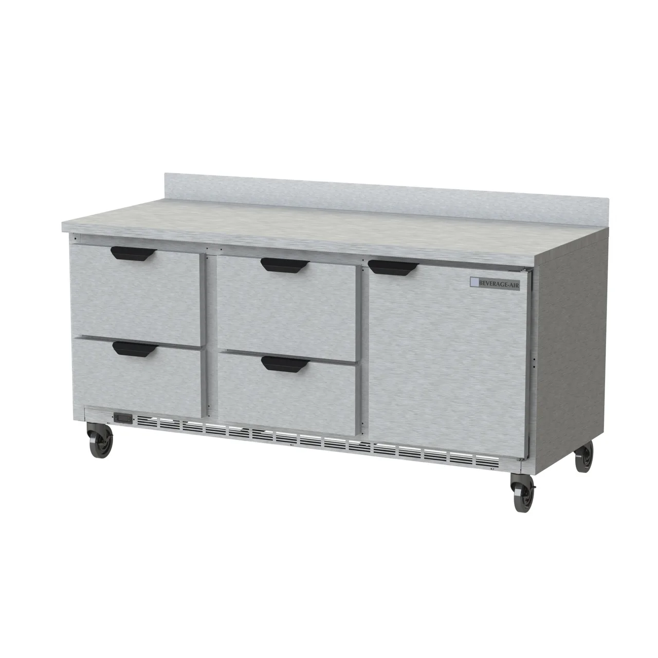 Beverage Air WTRD72AHC-4 72" 3-Section Worktop Refrigerator w/ 4 Drawers & 1 Door, 18 cu. ft.