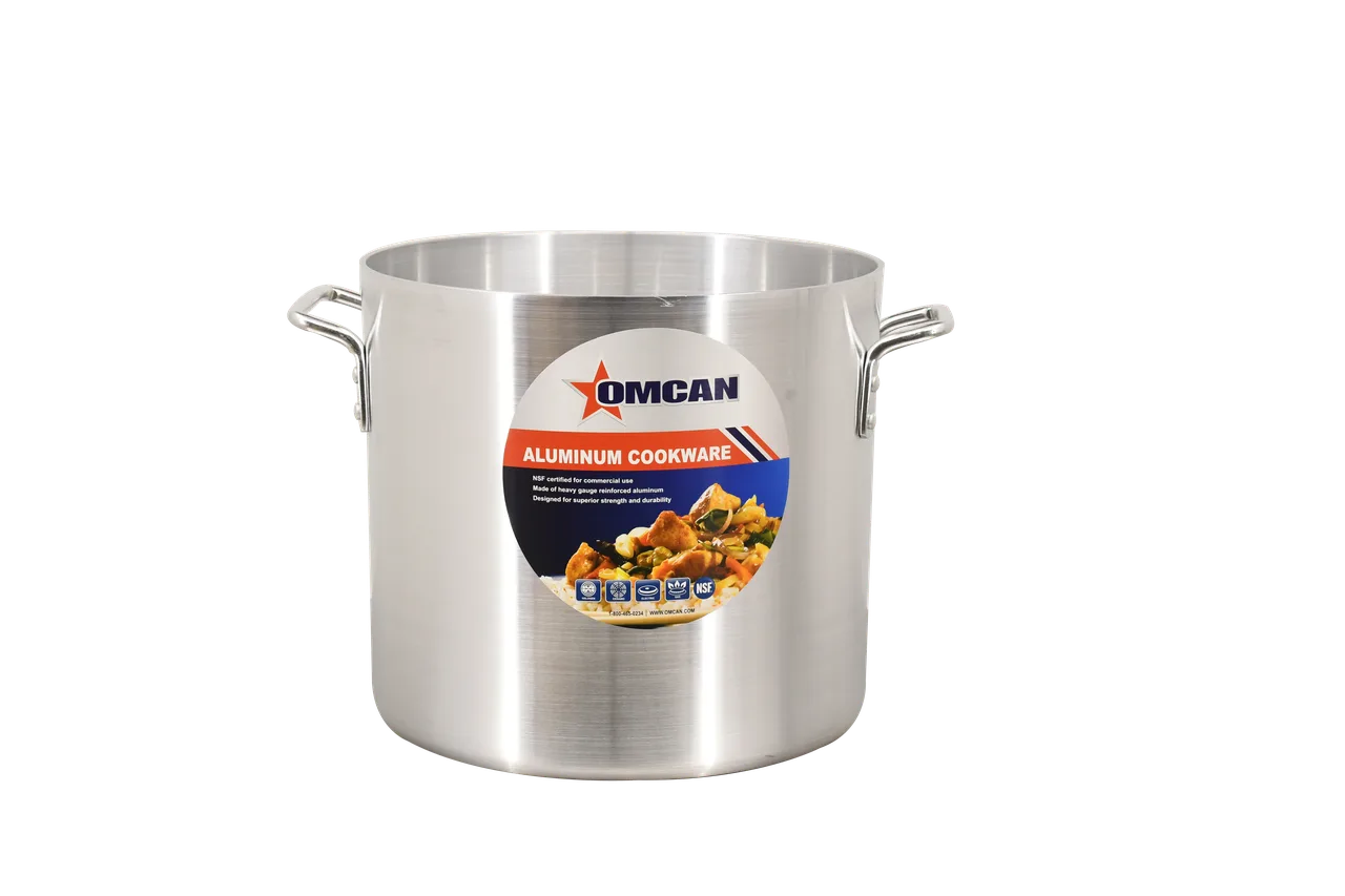 Omcan USA 43369 20-Qt Aluminum Stock Pot, Commercial Cookware, Pot Only, Heavy‑Duty Construction